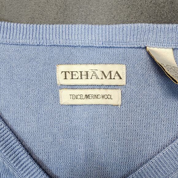 Tehama Mens Sweater Vest XXL Blue Tencel Merino Wool Blend Preppy Office Vintage - Picture 3 of 11